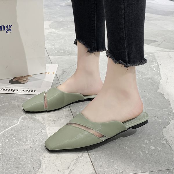 

mules slippers chaussure femme new design 2020 nouveau women fashion outside hoes summer bohemian square toe half slides, Black