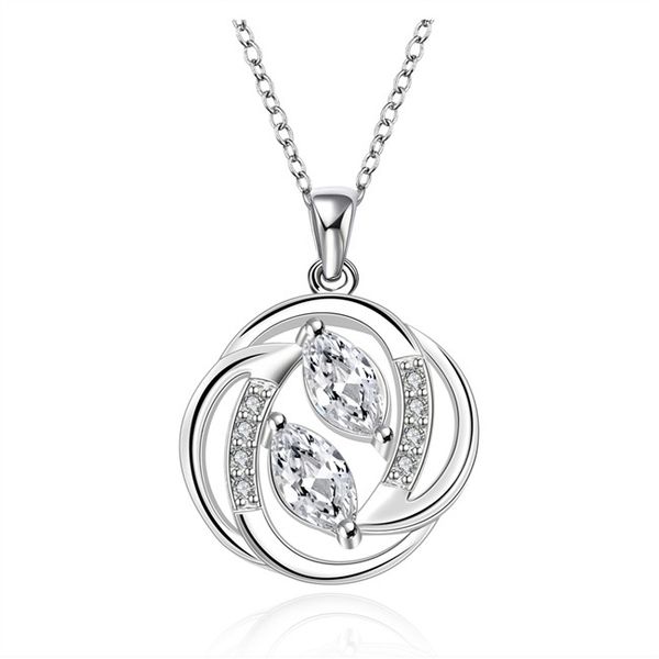 

diamond sterling silver plated jewelry necklace for women wn657,nice 925 silver pendant necklaces with chain