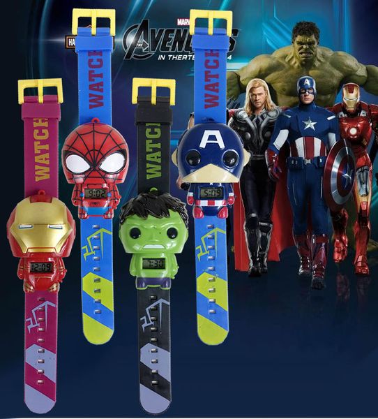 

Kids Avengers deformation watches 2019 New Children Superhero cartoon movie Captain America Iron Man Spiderman Hulk Watch toys