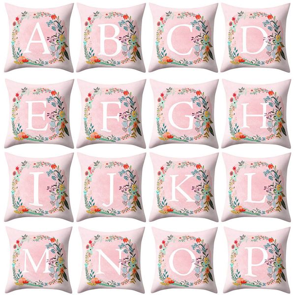 

cushions pink english alphabet pillow printed sweet cushion flower pillowcase room decoration coussins d cor la maison