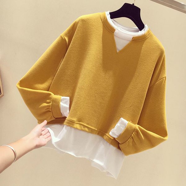 

autumn winter fashion solid color harajuku yellow black green pullover thick loose women hoodies sweatshirts female casual#j31