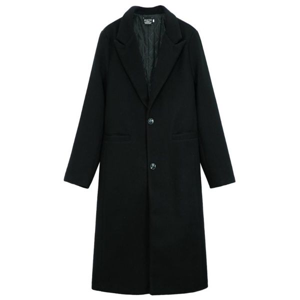 

men's wool & blends 2021autumn and winter fashion boutique solid color business casual coats / male slim leisure jackets#a3, Black