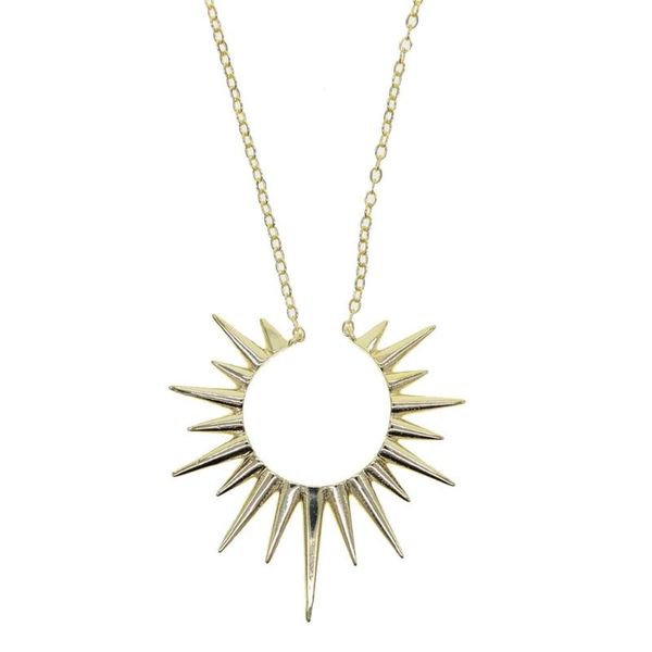 

new sun open round pendant necklaces for women high polishing delicate geometric trendy sun charm choker fashion jewelry, Silver