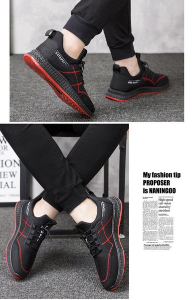 

new men's casual woven sneakers breathable trend wild trend light non-slip wear running shoes with box
