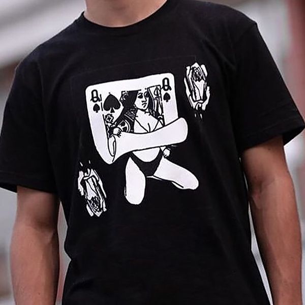 

20ss box логотип queen tee мультфильм playing cards printed t-shirt solid color high street короткие рукава мужчины женщины summer tee hfymt, White;black