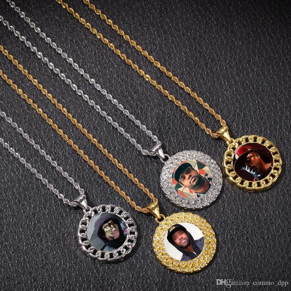 

custom made p memory medallions pendant necklace with gold silver twisted rope chain for women men hip hop personalized jewelry gift
