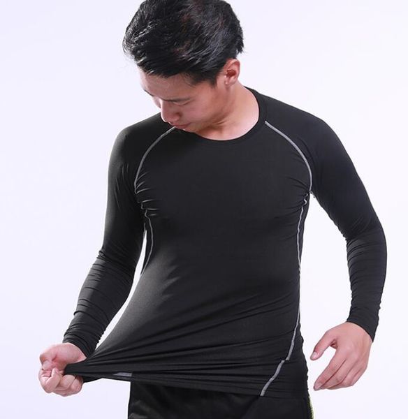 Sconto Calzamaglia sportiva da calcio ad asciugatura rapida Maglia da allenamento base da uomo a maniche lunghe da corsa Tuta da yoga Tuta da fitness traspirante Allenamento