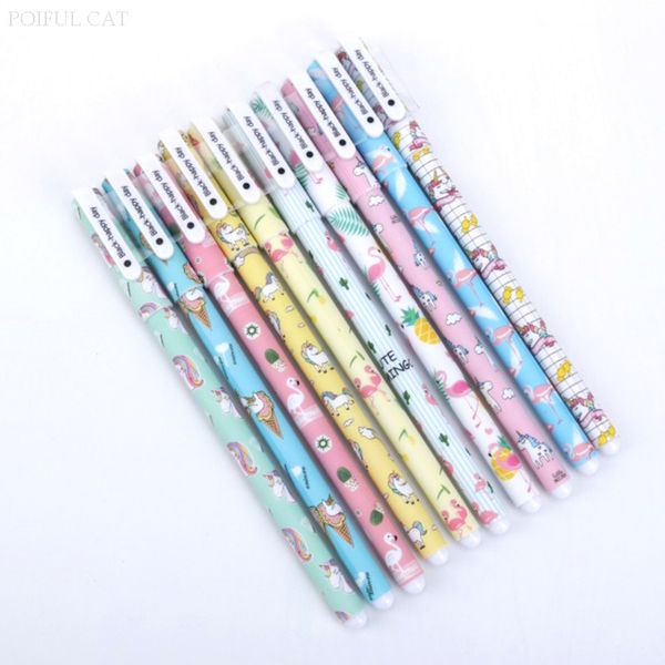 

10 pcs/lot cartoon unicorn gel pens cute 0.5mm flamingos colored signature pen stationery office school supplies canetas