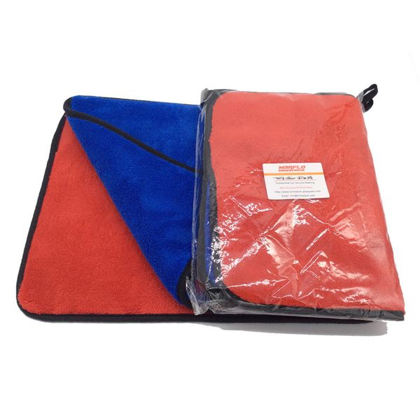 

paint care car cleaning cloth marflo microfiber towel 1000gsm car washing cloth blue red 2pcs in one polybag