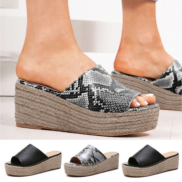 

onto-mato women ladies fashion wedges casual slip on peep toe roman slipper shoes sandals dropshipping sandalen, Black