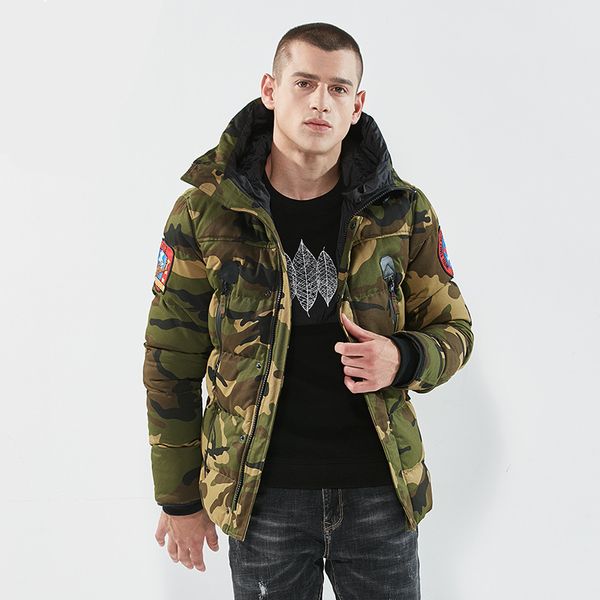 

winter parkas jackets men casual thick coats camouflage 2019 fashion winter coats windbreaker camo parka male dg218, Black