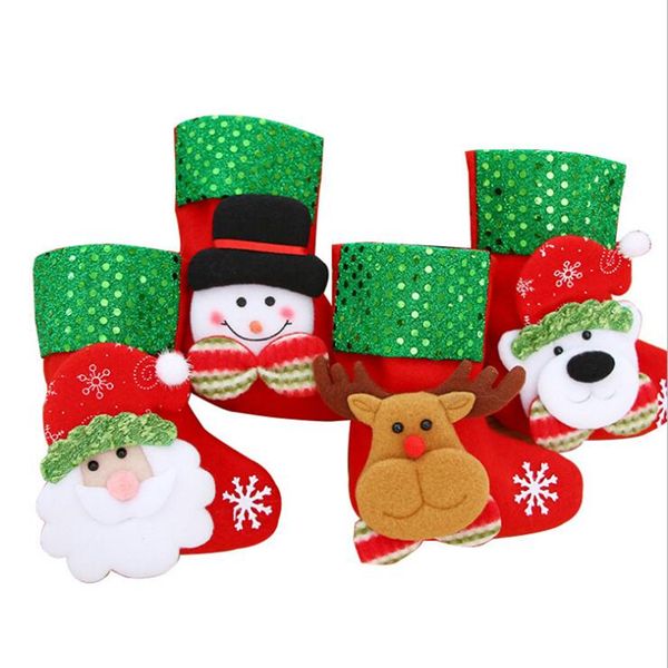 

christmas stocking sequin socks gifts sacks candy bags cartoon stockings christmas tree decor santa claus snowman deer bear ems fj414