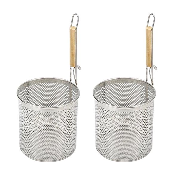 

2 pcs noodle fine mesh colander strainer w/ handle cooking gadget 14cm