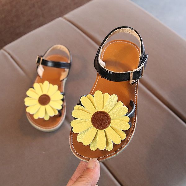

summer baby girl sandals infant anti-slip flower shoes girls toddler kids soft soled first walkers, Black;red