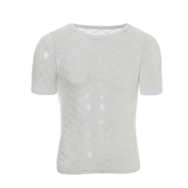 

muqgew underwear stripe see through tank men's summer casual muscle pullover short sleeves mesh underwear nightwear#y4, Black;brown