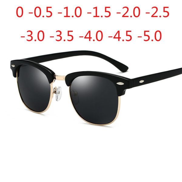 

semi-rimless sunglasses women/men polarized uv400 classic gafas prescription sunglasses 0 -0.5 -1.0 -2.0 to -5.0, White;black