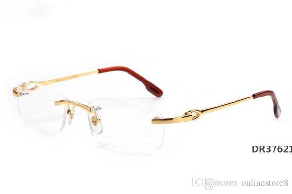 

new fashion men optical frame glasses rimless gold metal buffalo horn eyewear clear lenses sunglasses occhiali lentes lunette de soleildr37, White;black