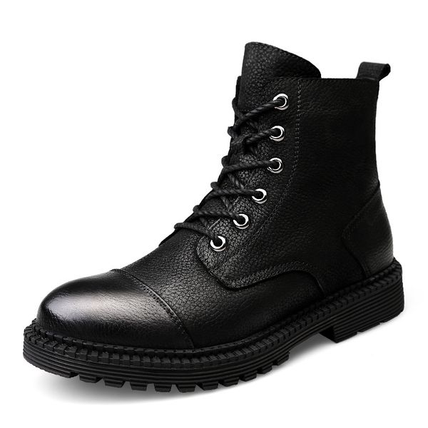 

men's moto boots outdoor mid-calf army boots men's genuine leather desert tactical boot shoe black combat winter
