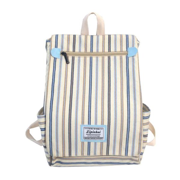 

aelicy backpack female striped canvas casual backpack women fashion summer travel shoulders for student bagpack 110