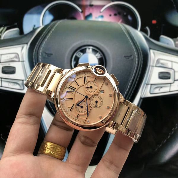 

business men watch satch 42mm dial stainless steel band wrist watches for mens gift orologio di lusso dropshipping, Slivery;brown