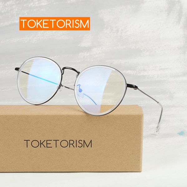 

toketorism transparent round glasses anti radiation blue light blocking computer eyeglasses unisex, White;black