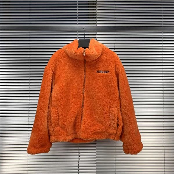 

ambush hairy logo embroidery jacket for men women streetwear men warm winter jackets coat, Black;brown