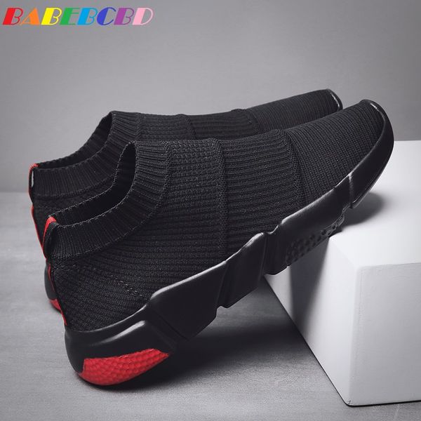 

2020 men loafers fashion casual shoes men summer light comfortable sneakers breathable sock shoes slips on tenis masculino, Black