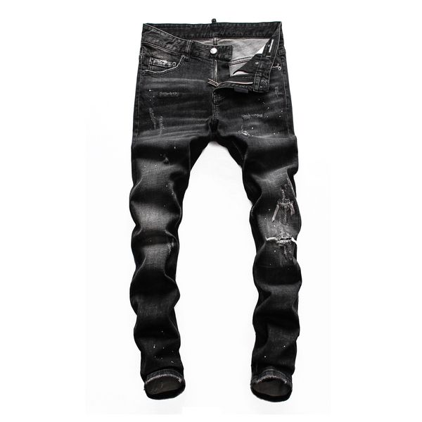 

mens designer jeans denim black ripped pants version fashion skinny broken hole dsnh1 italy brand bike motorcycle rock revival, Blue
