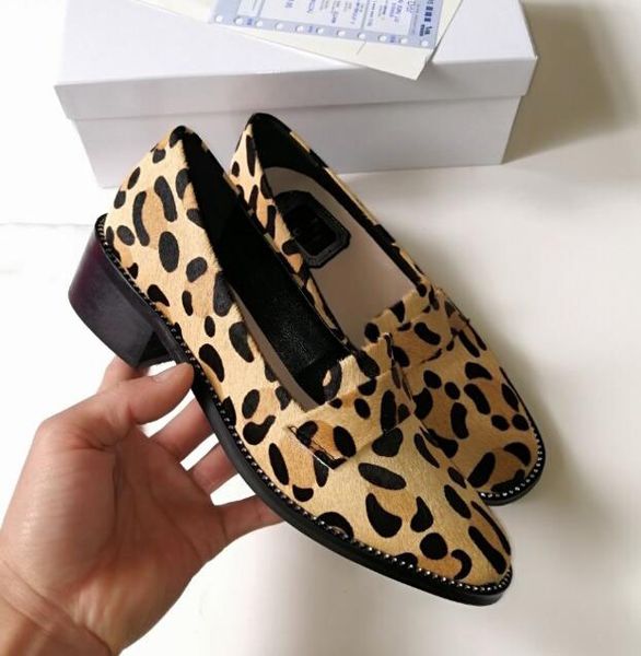 

new arrival womens leopard print dress shoes oxfords drive office genuine leather casual leisure shoes size 35-41, Black