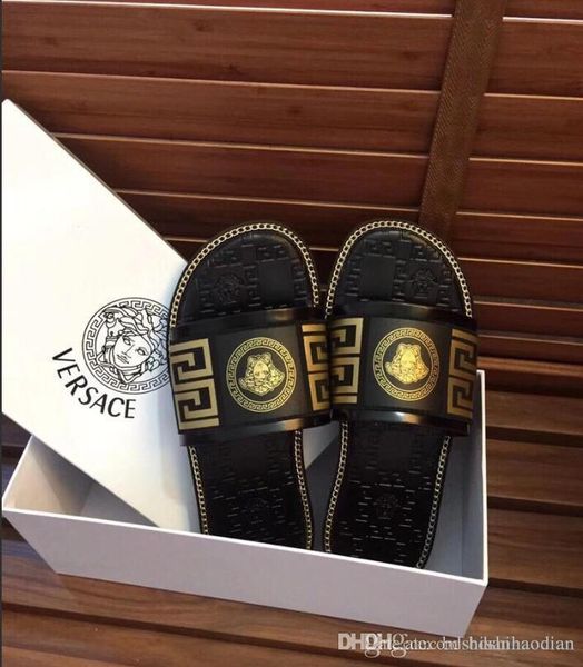 

2018 new slide webbing, men's and women's slippers, designer sandals, slippers. distribution of the original box, fre, Black