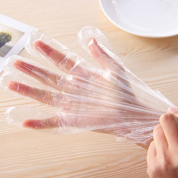 

100pcs disposable gloves one-off plastic glove clear disposable food gloves for industrial medical restaurant cleaning gloves
