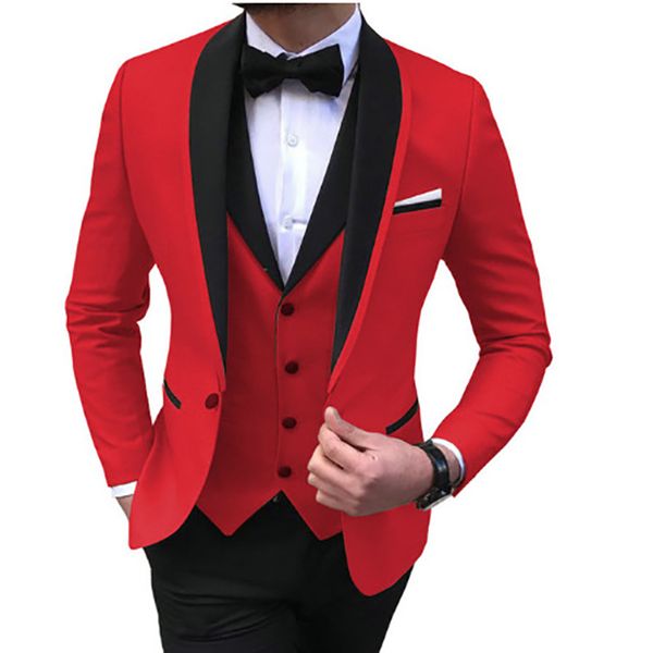 

2020 men suits groom wedding stylish one button casual slim fit suit set (jacket+pant+vest) groom tuxedos men suit 3 pieces, White;black