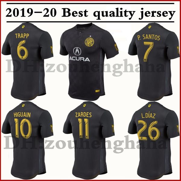 

men's crew sc player version soccer jerseys 2019 jonathan trapp p.santon higuain zardes r.williams columbus black player football shirt, Black;yellow