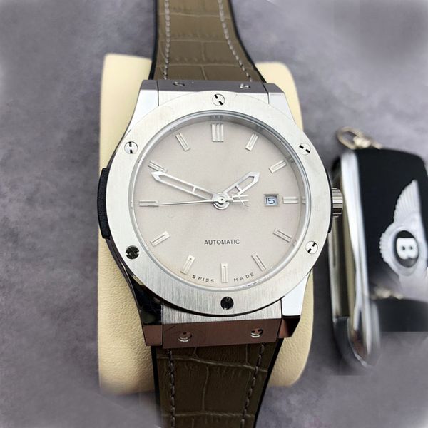 

6colors luxury mens watch gold siliver gen eve classic fushion titanium wild 511 mechanical automatic movement mens wristwatches, Slivery;brown