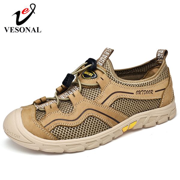 

vesonal brand casual hiking shoes for men spring summer breathable mesh outdoor sneakers elastic band climbing shoes male