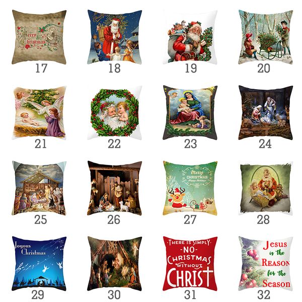 

1pcs 45*45cm christmas santa claus pattern polyester throw pillow cushion cover car home sofa bedroom decorative pillowcase
