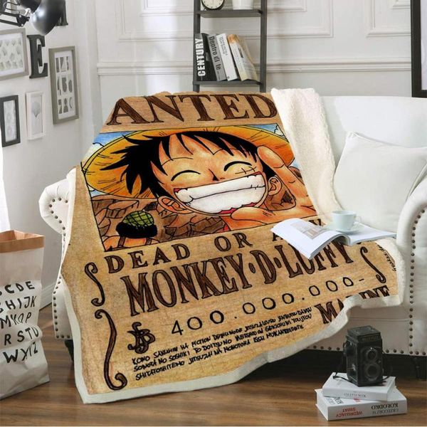 

rrtro anime series sherpa fleece blanket luffy print one piece winter warm cozy blanket for travel office christmas gift