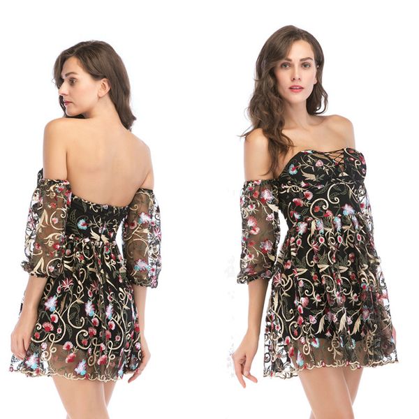 

new european and american ins fashion women's brooch collar color embroidery trend dress, White;black