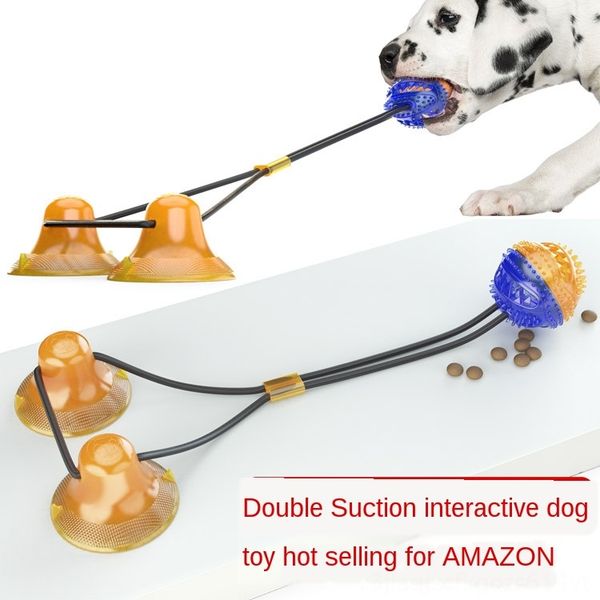 

pet supplies double sucker rope dog molar toy bite-resistant ball dog toy pet molar