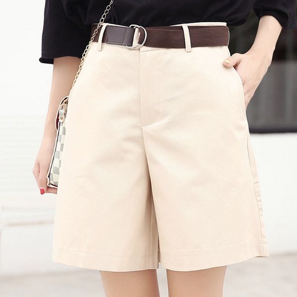 

exotao summer women shorts loose high waist pantalones mujer fashion wide leg short pants all-match 5 colors cortos, White;black