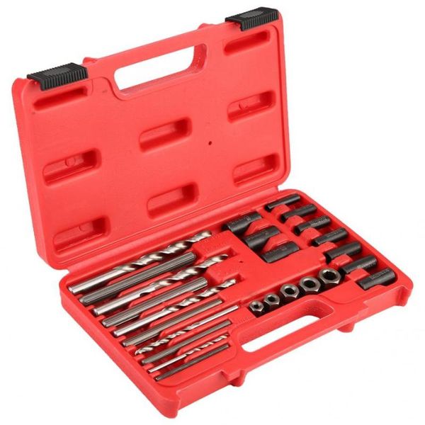 

25 pcs thread repair extractor easy out drill& guide tool kit set remove broken screws bolts high quality