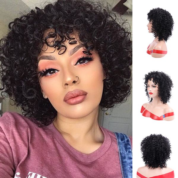 

high temperature synthetic fiber afro curly bob deep wave jerry short long wig blond red black wig for women girl hairstyle