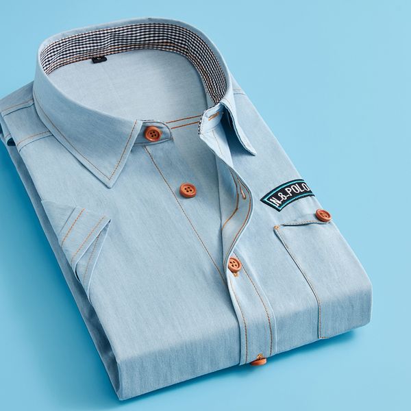 

mens dress shirts fashion casual jeans shirt short sleeve, White;black