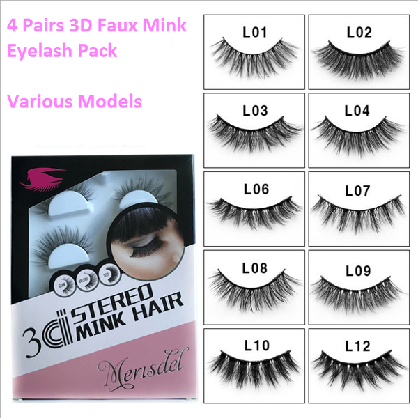 

3d false eyelahes handmade soft reusable natrual long strip eyelashes makeup eyelash 4pairs pack training pack various models