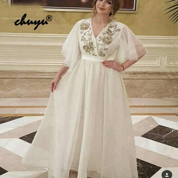 

plus size ivory evening dresses v-neckline cap sleeve gold lace islamic dubai saudi arabic evening prom dress custom made, White;black