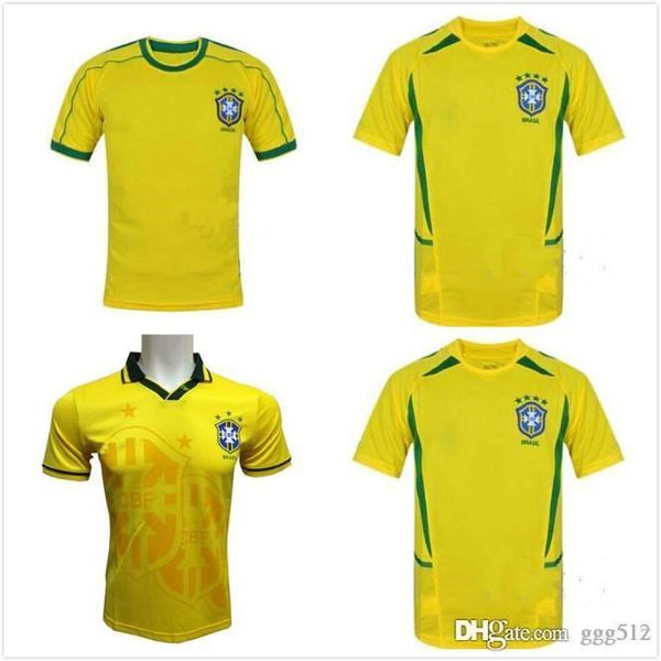 

2002 БРАЗИЛИИ РЕТРО VINTAGE CLASSIC RONALDO Ривалдо RONALDINHO БРАЗИЛИИ Таиланд трикотажных изделий футбола формы футбол рубашка Camiseta Futbol