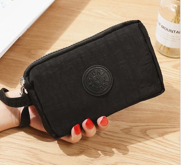 

20pcs clutch wallet women canvas sport letter 3 layer zipper square phone coin purses mix color, Red;black