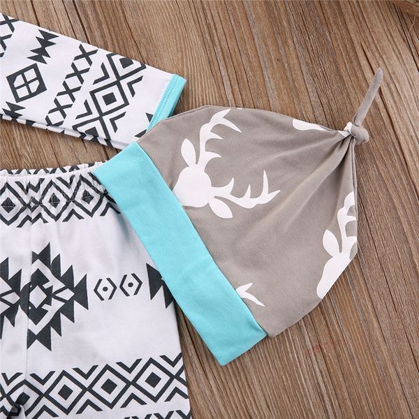

pudcoco toddler baby girl boy clohtes children nightwear christmas deer t-shirt +pants hat 3pcs bebe outfits set sleepwear, White