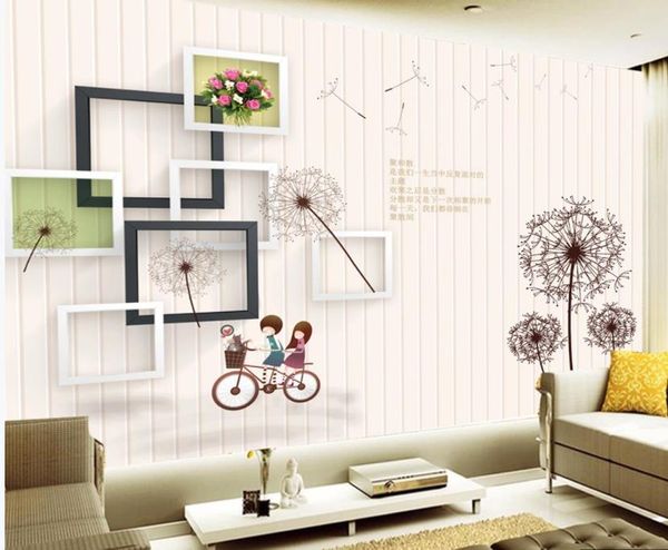 

romantic couple dandelion background wall modern wallpaper for living room