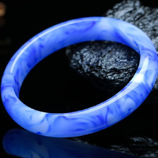 

1pc natural chinese blue jade bracelet bangle charm jewellery fashion accessories hand-carved luck amulet gifts, Golden;silver